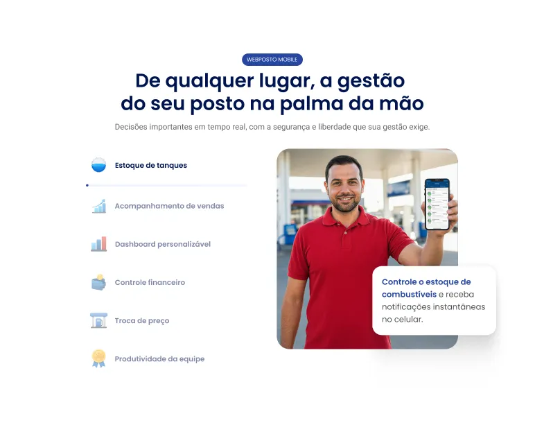 Área relativa a página do WebPosto