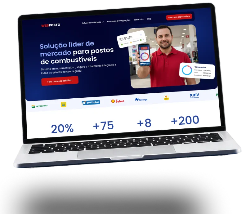 Notebook navegando no site do WebPosto.